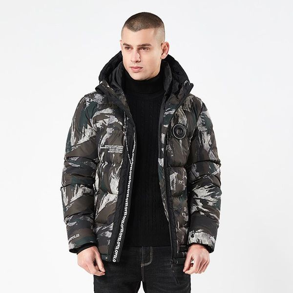 

men's down & parkas autumn and winter european american personality hooded camouflage cotton coat warm, Black