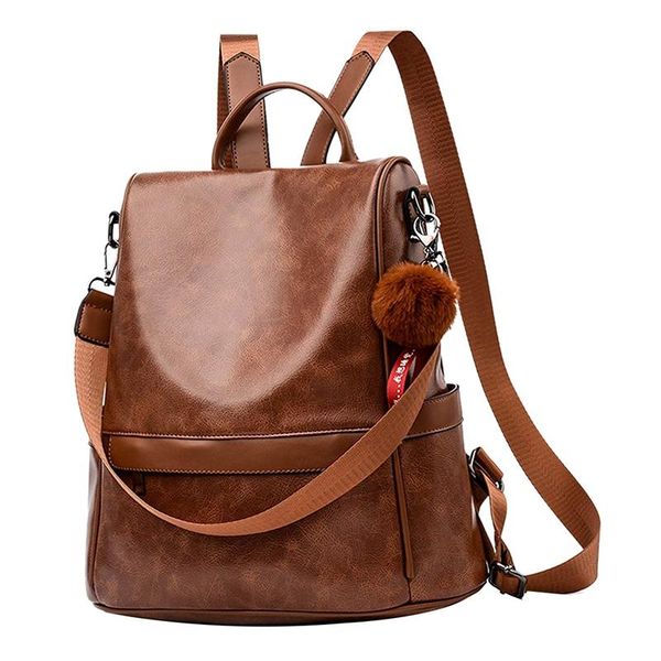

outdoor bags women backpack purse pu leather anti-theft casual satchel shoulder bag for ladies khaki