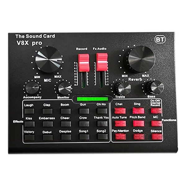 

sound cards v8x pro audio mixer live card bluetooth 15 mode dsp multiple effects 5.1channel