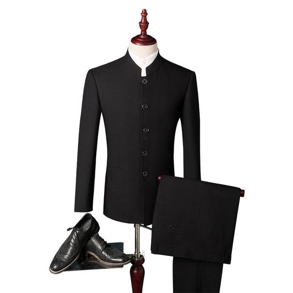 

men's suits & blazers sun yat-sen costume suit chinese stand collar slim fashion korean youth dress men, White;black