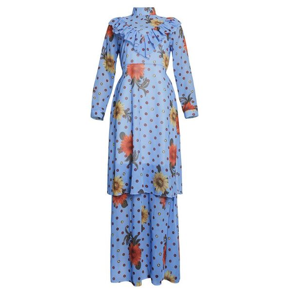 

plus size dresses vintage dress women casual long sleeve boho flower print large spring and autumn ruffle retro, Black