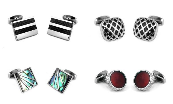 

french stainless steel cufflinks high-grade crystal round titanium, Silver;golden