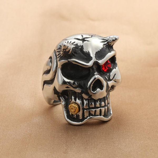 

wedding rings fashion jewelry stainless steel skull ring men trendy simple punk gift 29021, Slivery;golden