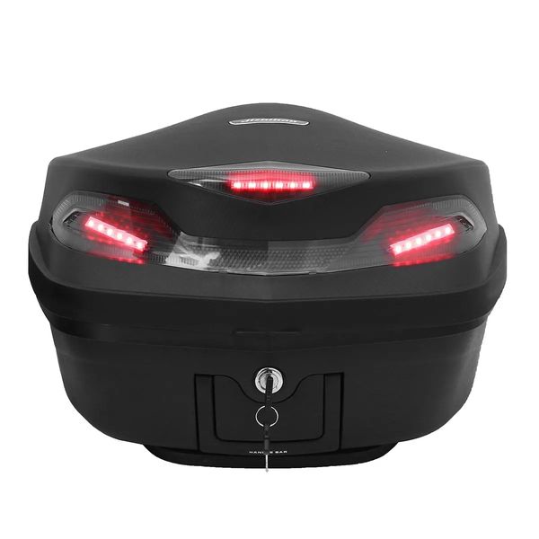 

48l motorcycle scooter box ox rear luggage storage w/led light universal
