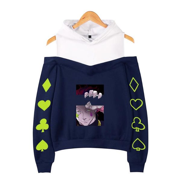 

women's hoodies & sweatshirts japan anime x hisoka women hoodie sweatshirt streetwear hip hop long sleeve off shoulder fleece ho, Black