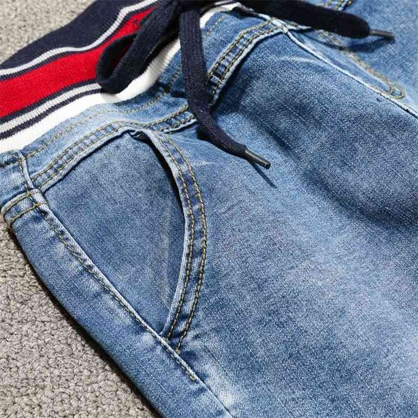 

jeans breeze mujer plus lace up women's brim pants big size denim elastic patches harlan cuff pencil femme jeans woman 2021, Blue