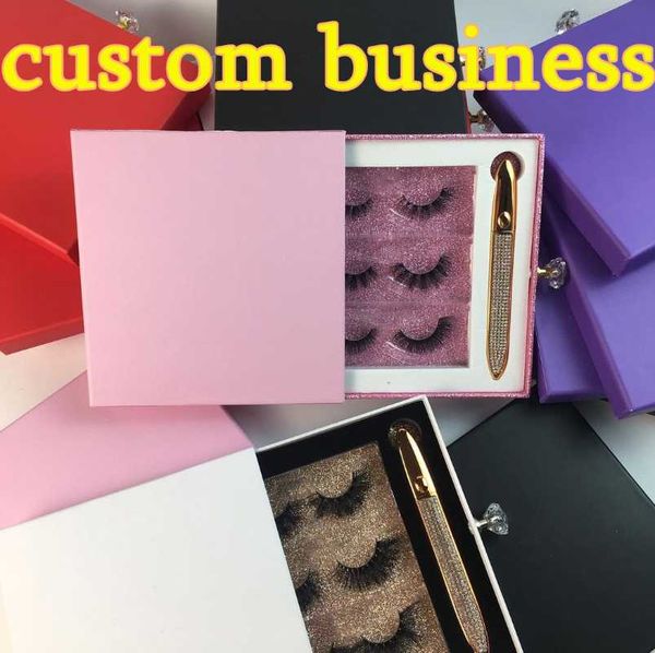 

false eyelashes three pairs box eyelash packaging wholesale 5-100 pcs empty lashes with clear tray rectangle lash cases boxes