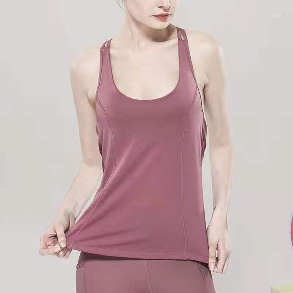 

yoga outfit fake two-piece sports vest women fitness running beauty back bra strap looseyoga top