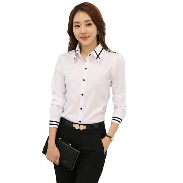 

and office slim womens shirt plus size casual female blusas, White