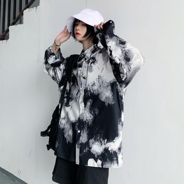 

long sleeve casual loose shirts spring autumn korean ins blouses streetwear women's clothing hipster ladies couple &, White