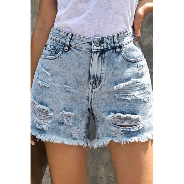 

fashion jeans washed shorts in summer, Blue
