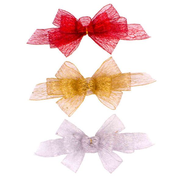 

gauze gold silver red small bow wedding party decoration christmas straight bow