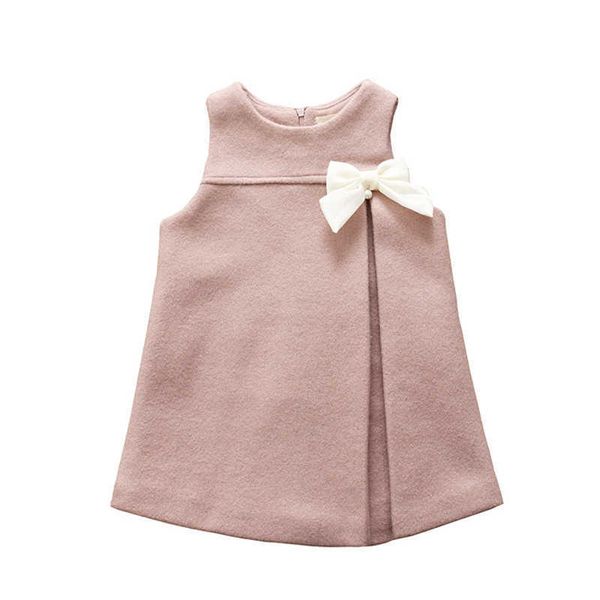 

1-6 years spring winter fashion casual solid warm sleeveless children girl clothing kid princess dress 210615, Red;yellow