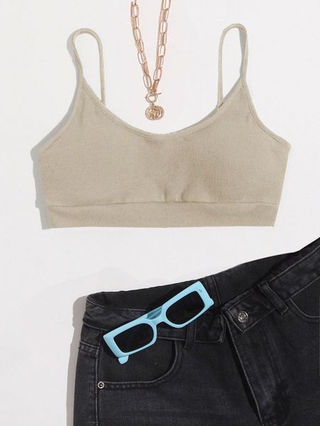 

rib-knit cami r9lw#, White