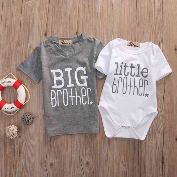 

big little brother matching short sleeves t shirt newborn baby boy bodysuit outfits 0 7y, Blue