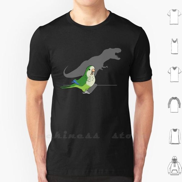 

men's t-shirts t - rex green monk parakeet shirt cotton men women teenage parrot tyrannosaurus dinosaurus, White;black