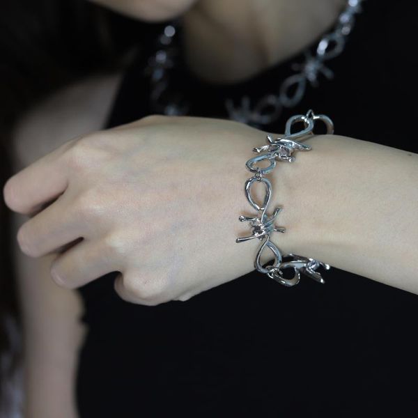 

chokers small wire brambles iron choker necklace bracelet women hip-hop gothic punk style barbed little thorns chain, Golden;silver