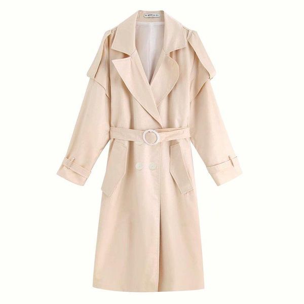 

women's trench coats bb115-9533 european and american fashion rainbow effect windbreaker, Tan;black