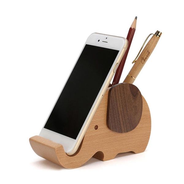

cell phone mounts & holders creative designed wood made elephant stand pen holder desk cup organizer cute wooden case for pencil container