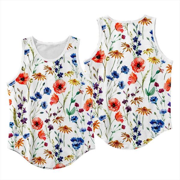 

men muscle sleeveless tank casual mens floral print hawaii vest round neck workout bodybuilding fitness running, White;black