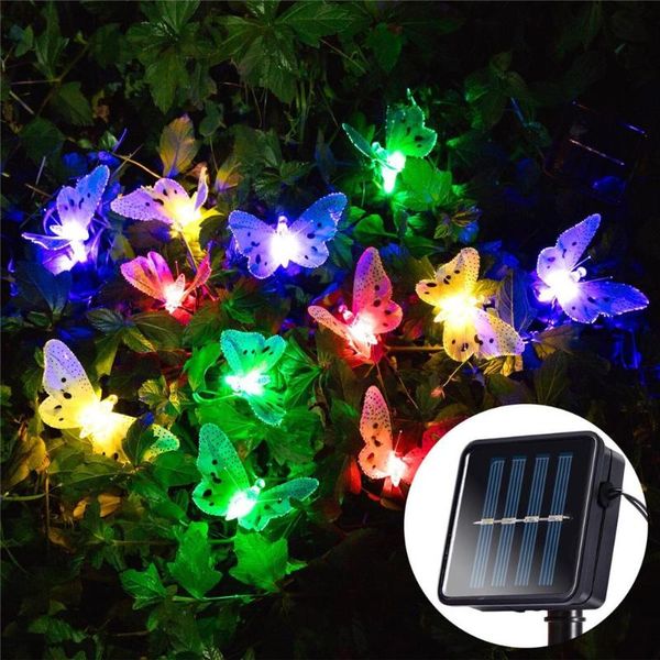 

strings 12/20 led solar butterfly fiber optic fairy string lights waterproof christmas outdoor garden holiday decoration