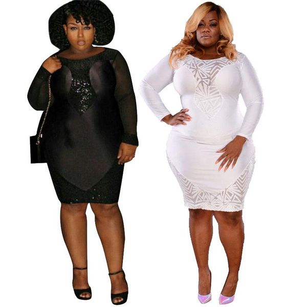 

long sleeve dresses party night club mini dress sequins high waist elegant plus size 5xl wholesale drop casual, Black;gray