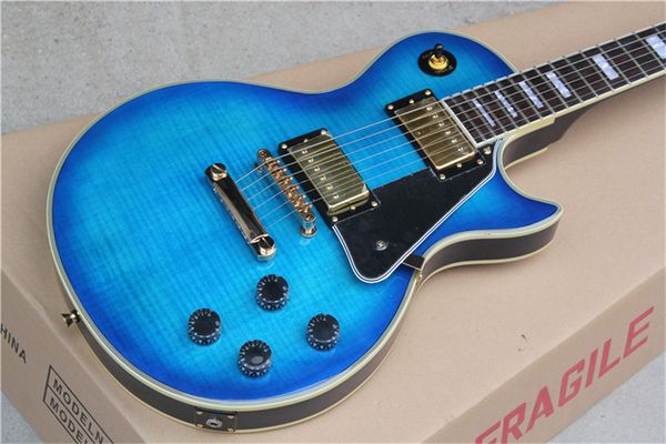 

china oem factory new brand blue flame customs electric guitar