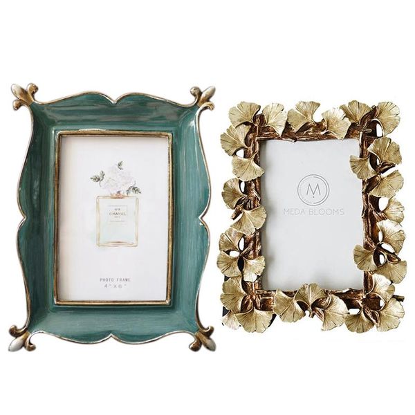 

digital po frames po 2 pcs resin retro frame home decorations - blackish green & golden ginkgo leaf
