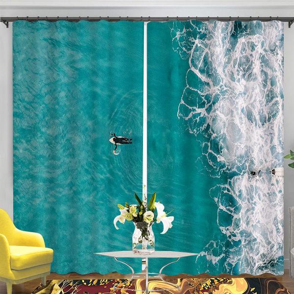 

sandy beach ocean print windows curtains adults beautiful scenery living room bedroom kitchen shading drapes curtain &