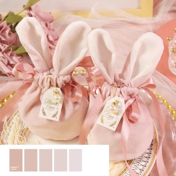 

gift wrap wedding candy bag cute easter ears wrapping suede valentine chocolate birthday party jewelry storage