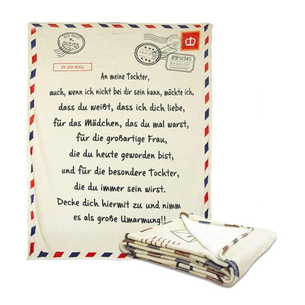 

blankets personalized flannel blanket to daughter son french rgerman letter printed quilts mother encourage and love for girls boys gift