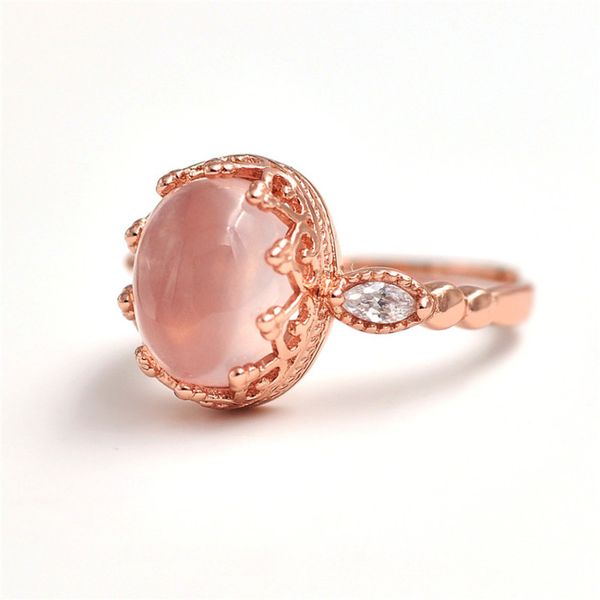 

jewelry 925 fashion pure silver inlaid powder crystal pigeon egg women's ring