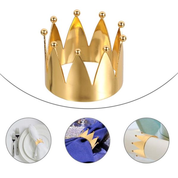 

4pcs crown napkin rings fashion buckles table accessories (golden)