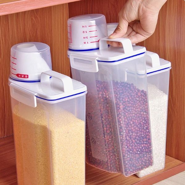 

storage bottles & jars kitchen box rice cylinder with flour sealed barrel thick plastic cover food organizer set