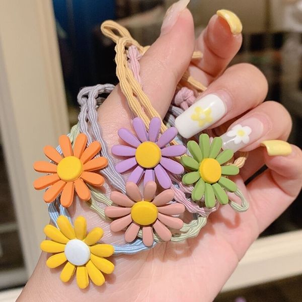 

ueo korean sunflower circle color daisy band hair accessories flower hair rope cute headband accessories, Slivery;white