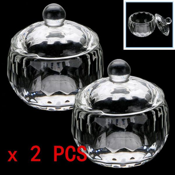 

storage bottles & jars 2 x nail art acrylic crystal glass dappen dish lid bowl cup for liquid powder