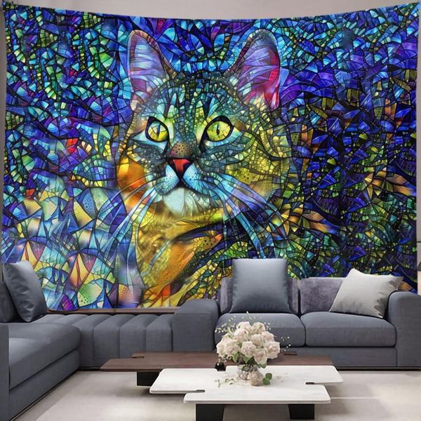 

tapestries smart cat tapestry wall hanging mandala macrame hippie room boho decor witchcraft