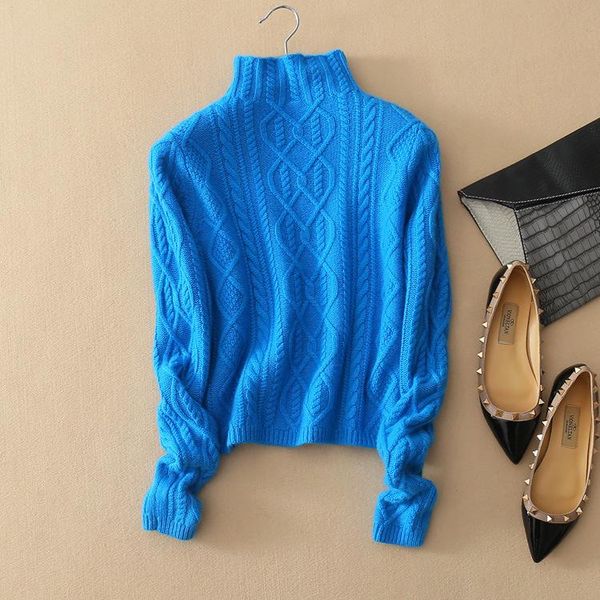 

winter sweater women 100% pure cashmere female pull thick twist pattern turtleneck sweaters and pullovers women's, White;black