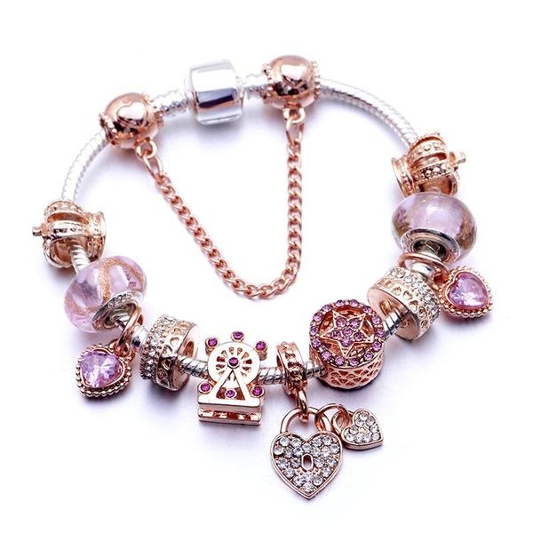 ciondoli a forma di cuore di moda classica braccialetti in lega di cristallo perline fai da te bracciali e braccialetti accessori in lega regalo festival donna