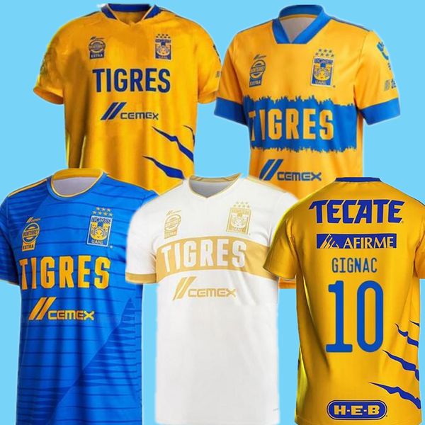 

21/22 7 star naul tigres home soccer jerseys 2021 away gignac camiseta de foot maillot shirt third football uniform, Black;yellow