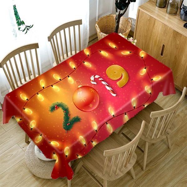 

christmas tablecloth 3d red background flower gold ball and tree pattern rectangular/round table cloth for wedding picnic party