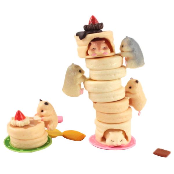 

6pcs/lot 2cm hamster figurine cute mini mouse with hamburger food pvc model toy doll birthday gift for children