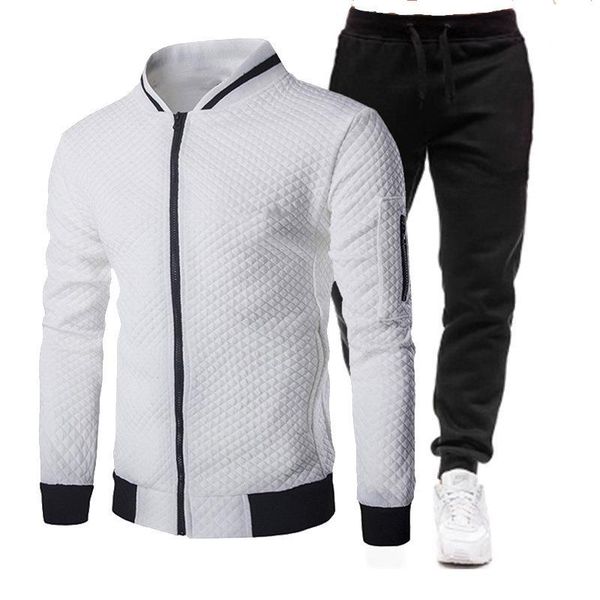 

men tracksuit set polyester sweatshirt 2021 spring sporting fleece jacket + pants casual men's sports suit sportswear 3xl tracksuits, Gray