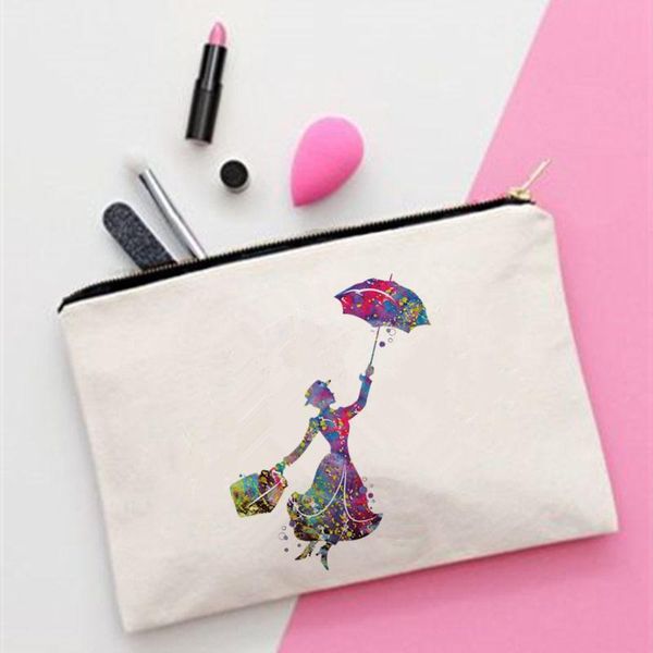 

cosmetic bags & cases women mary poppins fitted scoop printed fashion cosmetics organizer bag for travel colorful storage lady gift