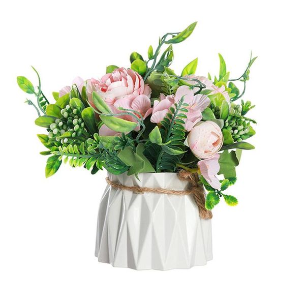 

decorative flowers & wreaths artificial flower simulation plants ceramic vase rose decorations 20*14*14cm silk cloth+pvc 20 x 14 14cm floral