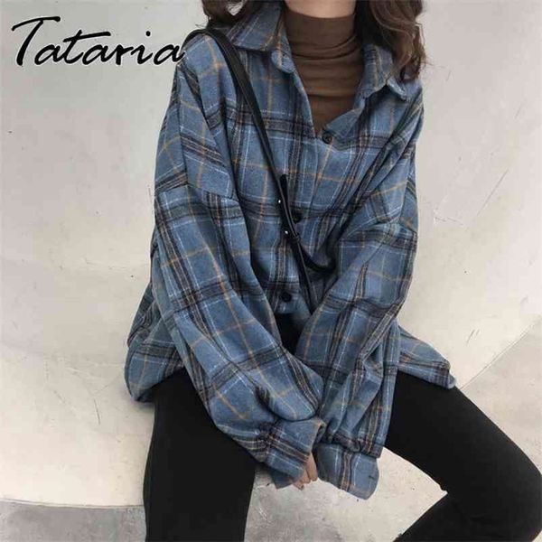 

spring autumn woolen plaid blouses and shirts for women casual long sleeve elegant shirt female winter cotton lady blouses 210412, White