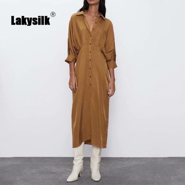 

spring autumn long dress women turn-down collar batwing sleeve yellow casual loose single-breasted lady streetwear dresses, Black;gray