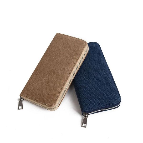 

wallets 2021 fashion canvas mens wallet long men clutch s phone handy bag zipper solid coins purse, Red;black