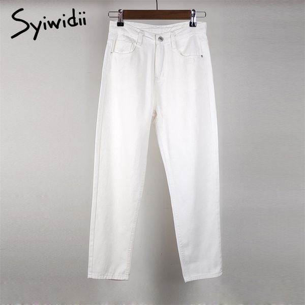 

mom woman plus size denim pants high waist boyfriend for women vintage washed harem white black pencil jeans 210415, Blue