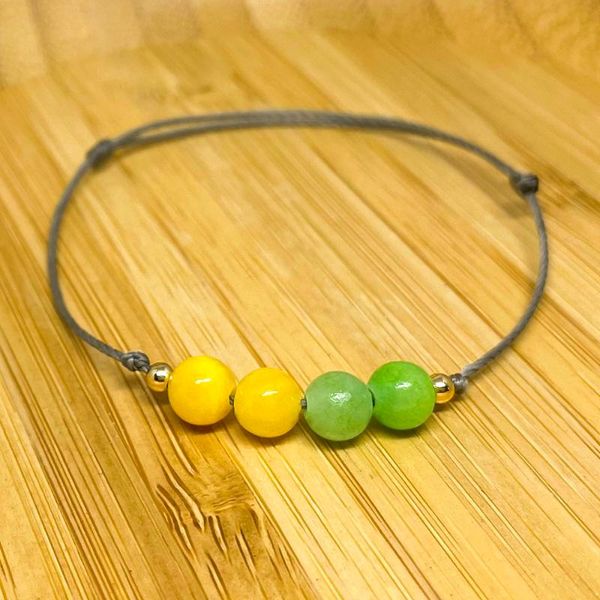 

charm bracelets women green yellow natural stones gold plated beads decoration jewelry handmade rope accessories gift to girlfriend, Golden;silver